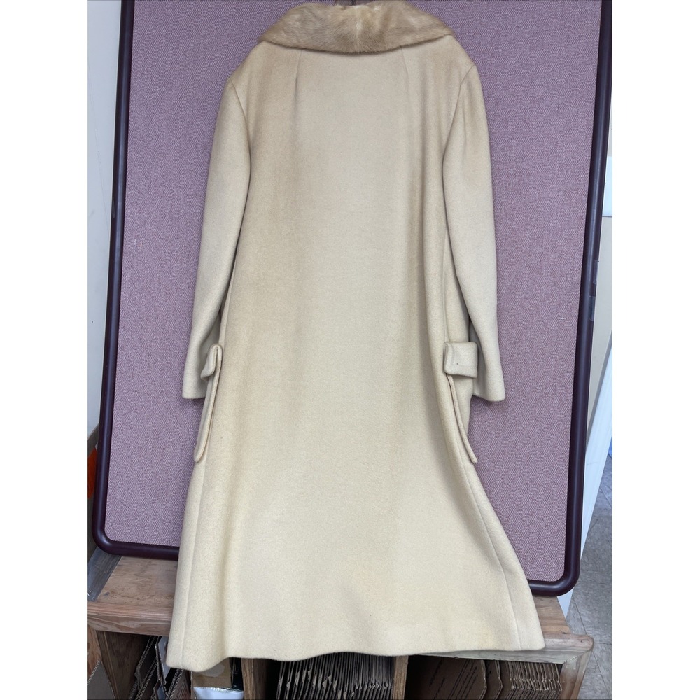 J.J. ODonnell 100% Pure Cashmere Coat Camel Color Fur Collar VTG  Dbl Breasted - Picture 7 of 10